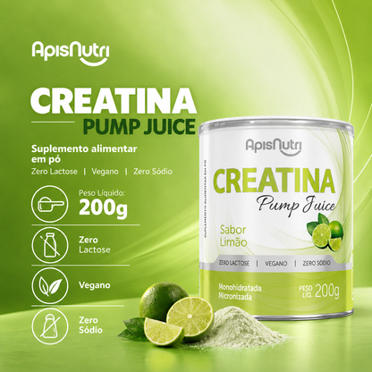Creatina Pump Juice 200g Sabor Limão ApisNutri