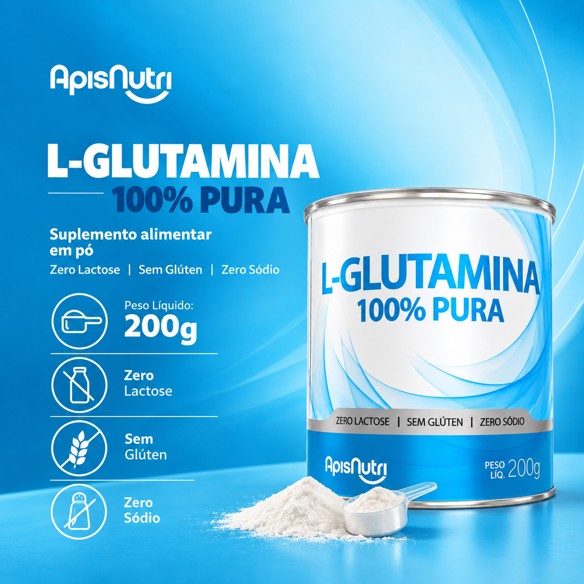 L-Glutamina 200g  - ApisNutri
