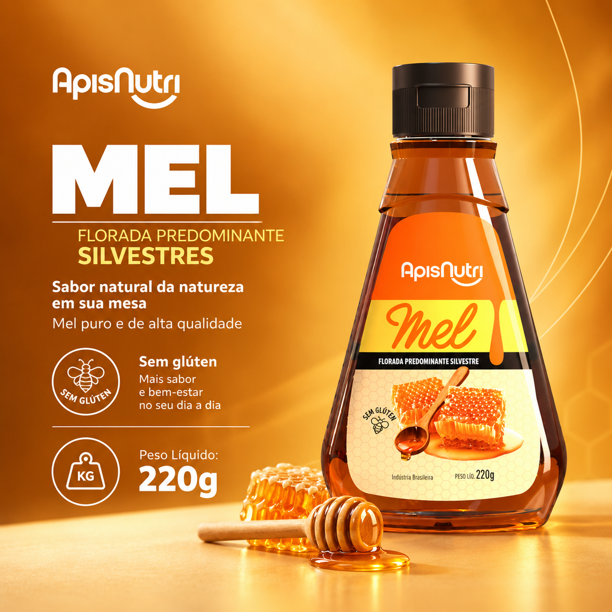 Mel Silvestre Bisnaga 220g - ApisNutri