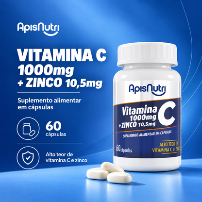 Suplemento de Vitamina C + Zinco 1.100mg 60 Cáps - ApisNutri